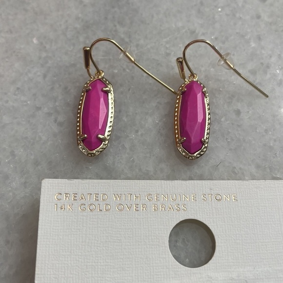 Kendra Scott Eleanor Small Drop Earrings Magenta Gold genuine stone Jewelry New - Picture 4 of 4